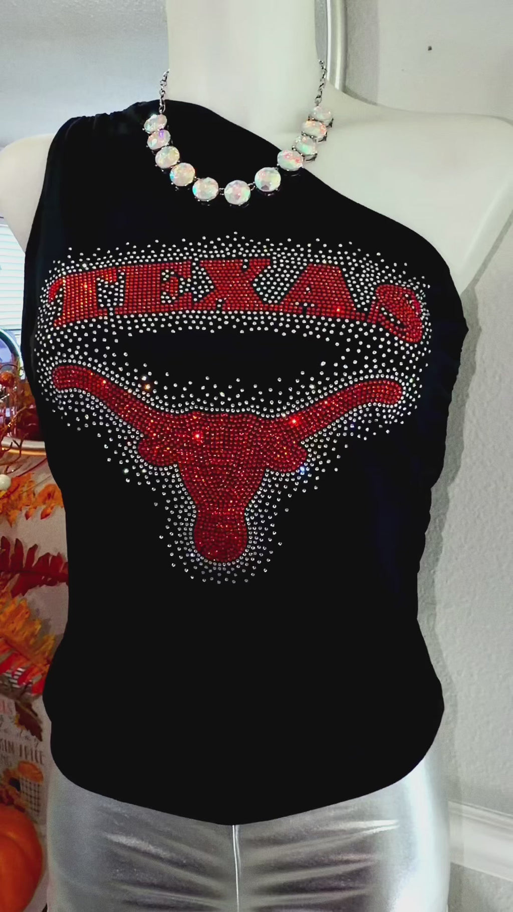Texas Longhorn Sparkle One Shoulder