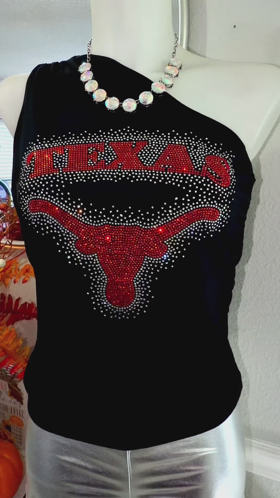 Texas Longhorn Sparkle One Shoulder